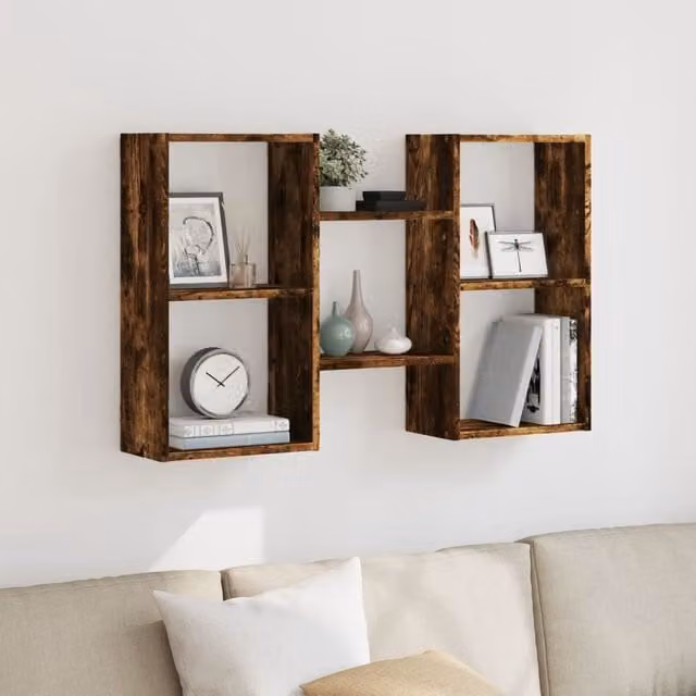 Berkfield Home Smoked Oak Wall Shelf, Brown, W: 96 cm, D: 18 cm, H: 60 cm – 1