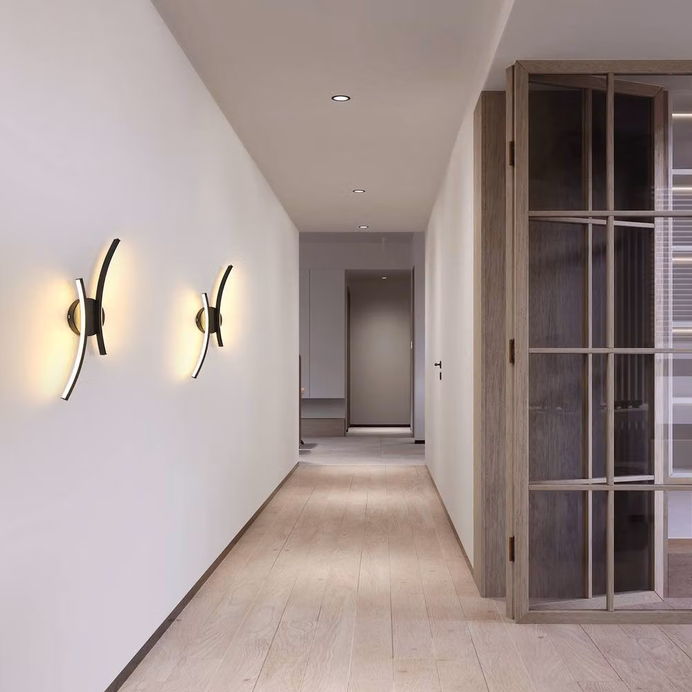 COMELY Black Curved LED Indoor Wall Lights with Warm White 3000K Acrylic and Metal Finish – 3