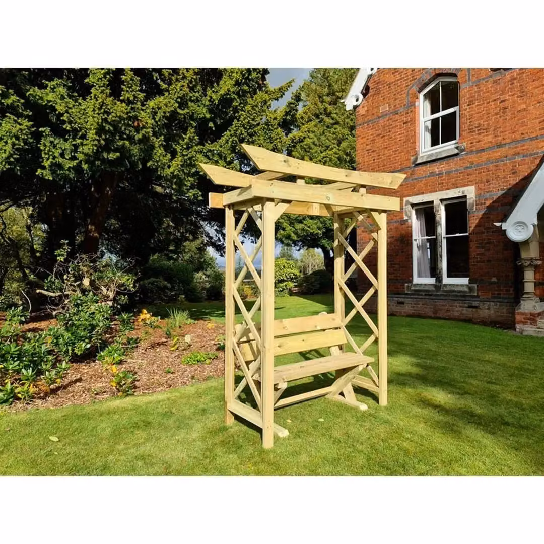 Churnet Valley Garden Furniture Ltd Tokyo 4ft Wooden Arch with Ashcombe Bench, Brown, W180 x D60 x H222 cm – 5