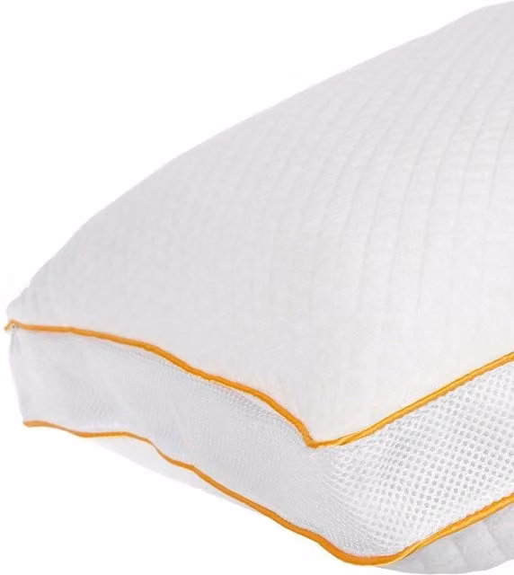 Homescapes Hypoallergenic Breathable Luxury Pillow with Diamond Knitted Jacquard Casing, White, W: 74 cm, H: 48 cm