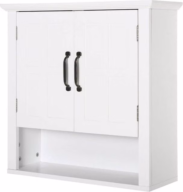 KORVIXA White Wall-Mounted Medicine Cabinet with Internal Shelves, W: 70 cm, H: 75 cm