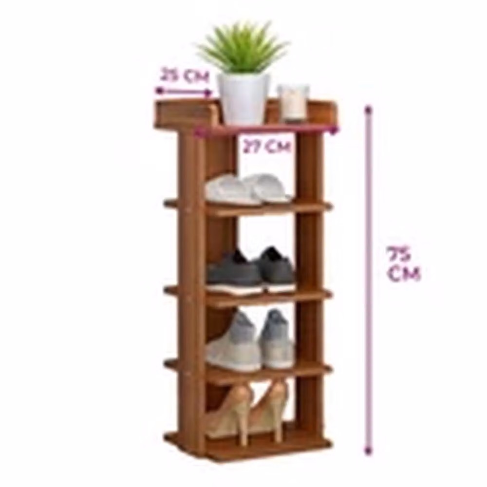 Havendro Walnut Wooden Shoe Rack in Brown – 2