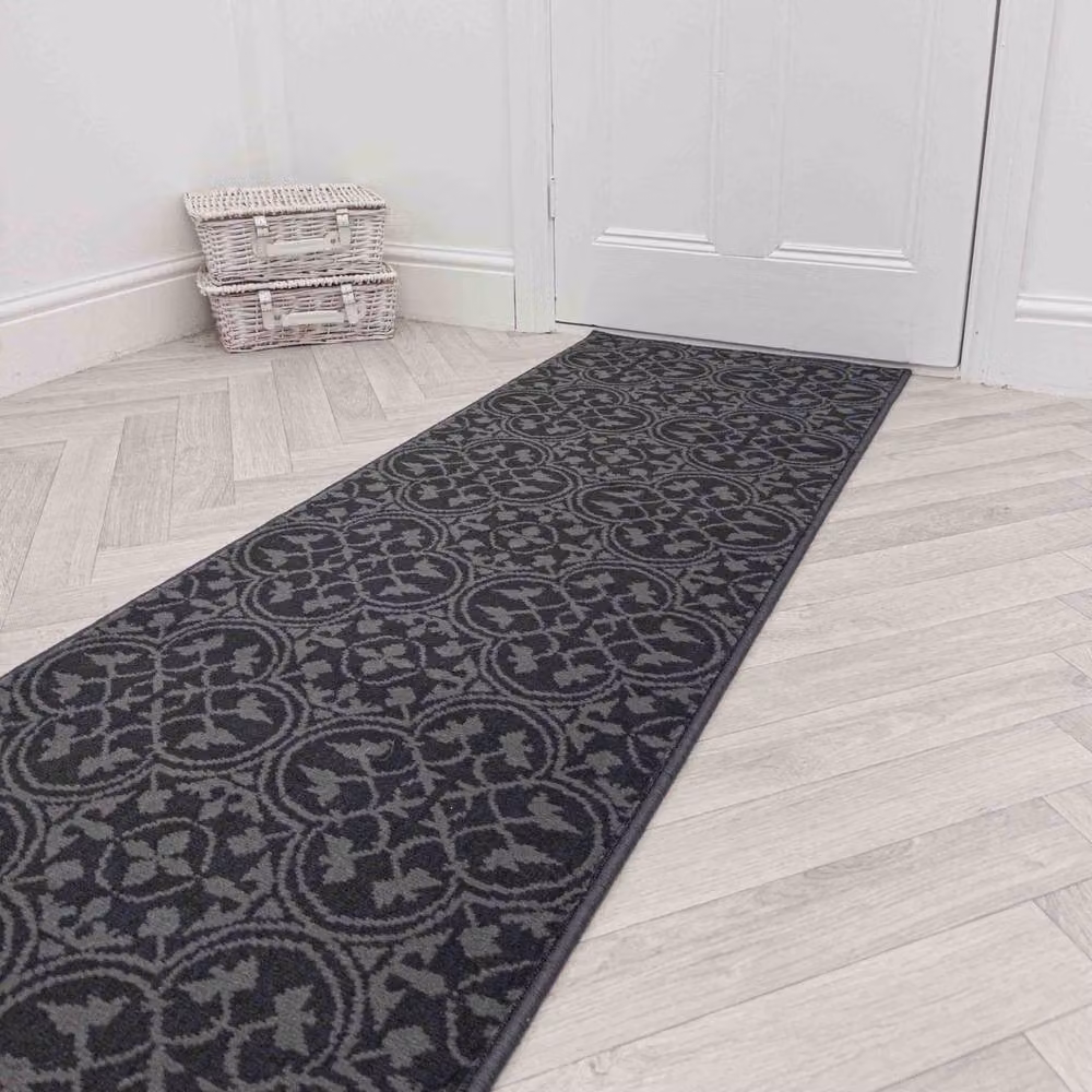 runrug Mosaic Hallway Carpet Runner Rug in Grey, W: 60 cm, L: 240 cm – 4