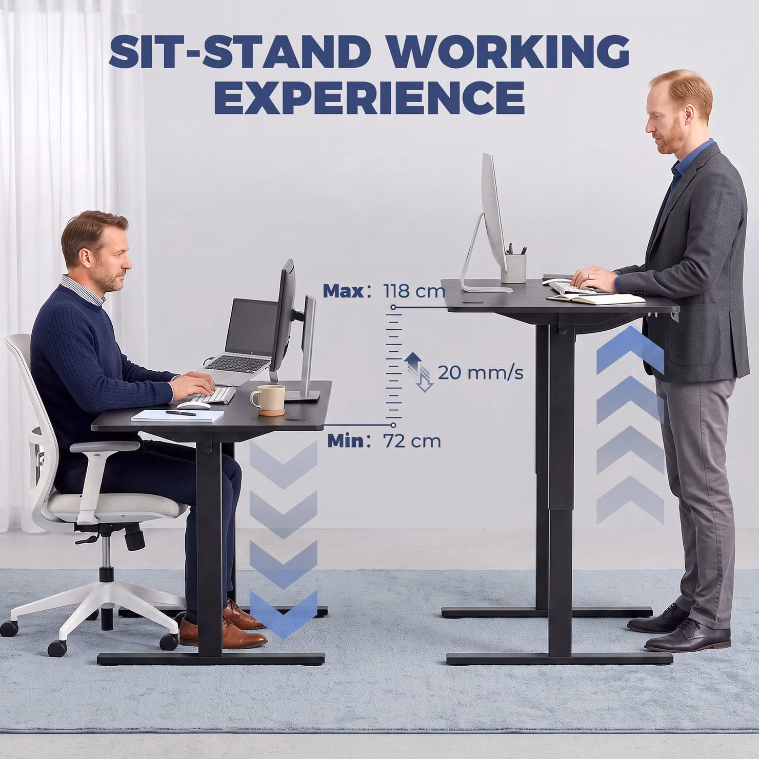 HOMCOM Height Adjustable Standing Desk with Memory Control and LED Display, Black – 4