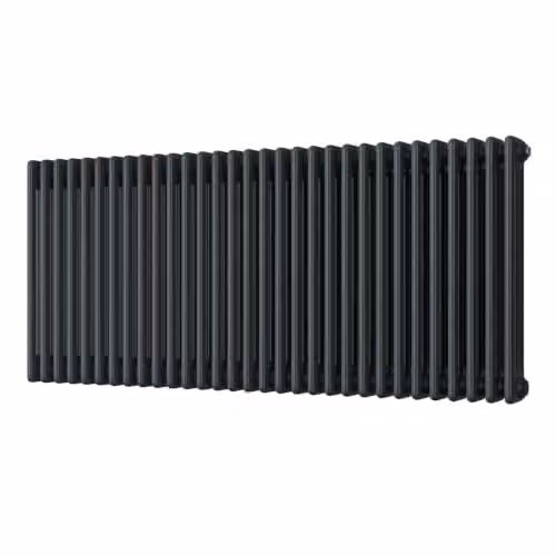 UK Radiators Alpha Anthracite 3 Column Horizontal Traditional Cast-Iron Style Steel Radiator with Feet, W: 1355 mm, H: 600 mm – 2