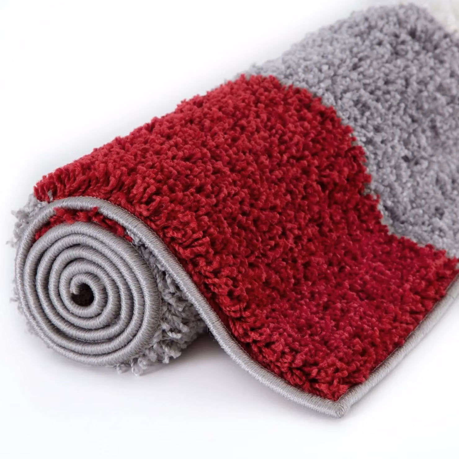 THE RUGS Modern Checked Shaggy Area Rug, Red and Grey, W/D/H: 180 x 270 x 3 cm – 9