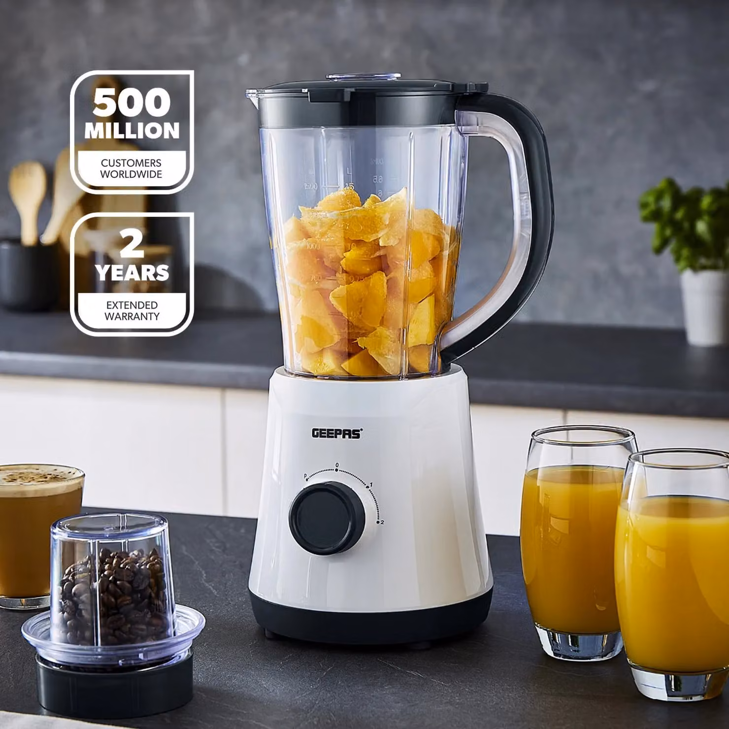 Geepas 500W Multi-Function Blender with 1.5L Jar and Spice Grinder in Black – 2