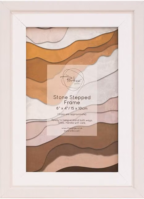 The Port. Co Gallery Modern Single Stepped Tabletop Photo Frame, Stone/White, W/D/H: 15 x 15 x 1.0 cm