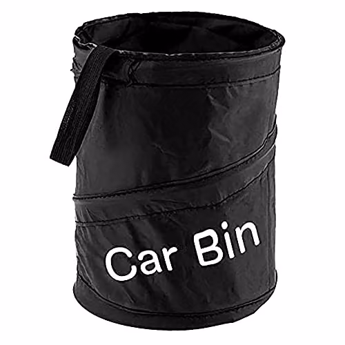 KAV Foldable and Water Resistant Collapsible Car Bin with Hanging Holder, Black, W: 21.0 cm, D: 15.0 cm, H: 15.0 cm