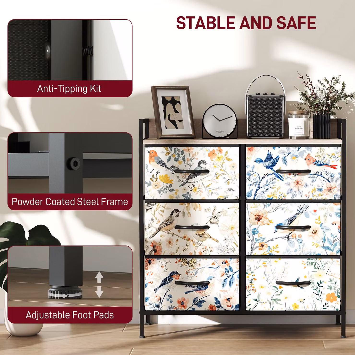 HOMCOM Modern White Metal 6-Drawer Chest of Drawers – 7