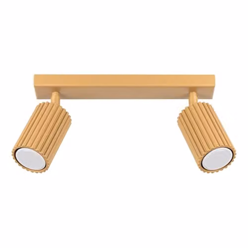 SOLLUX lighting KARBON 2 Modern Aluminium Ceiling Lamp in Gold/Brass, W/D/H: 30.0 x 16.5 x 6.5 cm