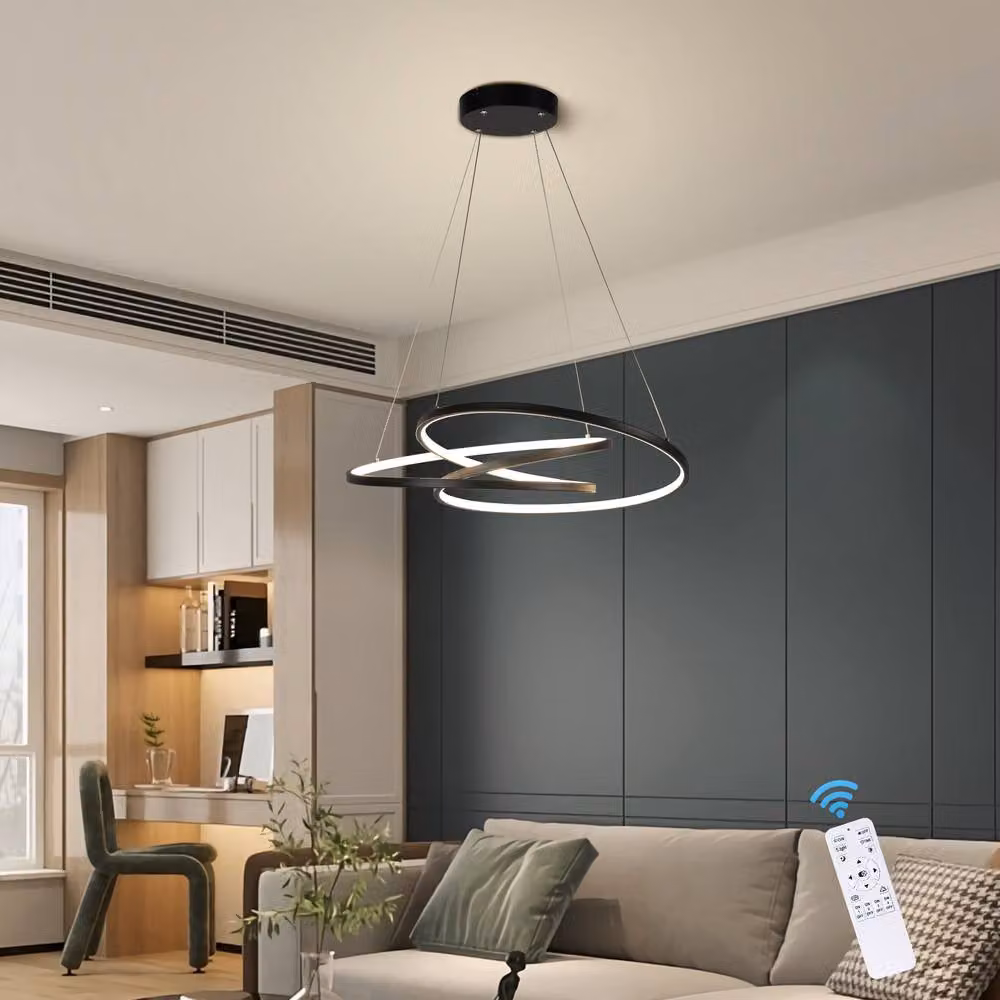 NIVOR Adjustable Linear LED Chandelier Black Metal Pendant Light – 3