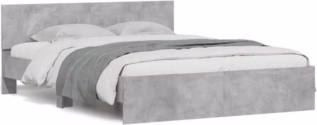 Berkfield Home Bed Frame with Headboard in Grey, W: 140 cm, D: 190 cm – 1