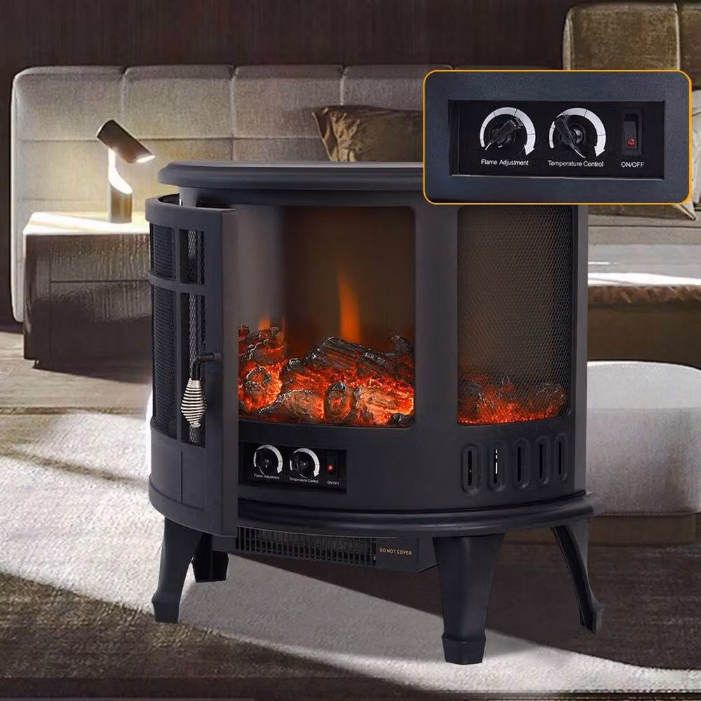 FORGEVIO Electric Log Burning Fireplace Heater in Black, W: 1000 cm, H: 56 cm, D: 52 cm – 5