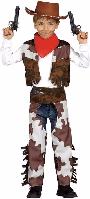 Fiestas Guirca Childrens Cowboy Costume Set in Brown and White for Ages 10-12 Years