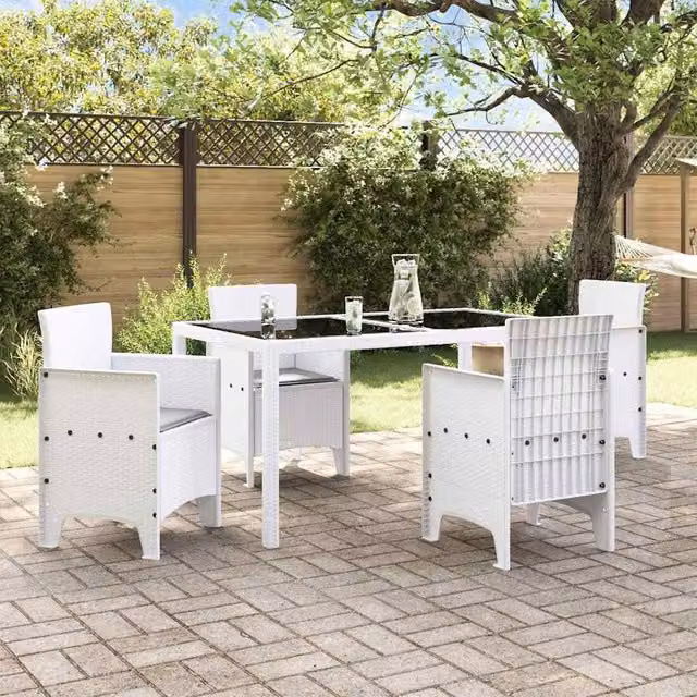 Berkfield Home White Rattan Garden Chair Set of 4 – 1