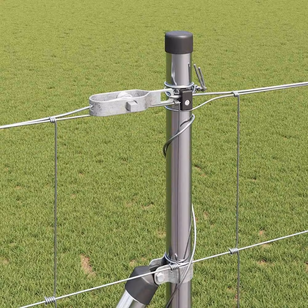 Berkfield Home Field Fence Galvanised Steel in Silver, H: 140 cm x W: 25 m – 3