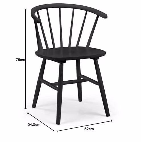Julian Bowen Modena Set of 2 Black Scandinavian Rubberwood Dining Chairs W/D/H: 54.5 x 52 x 76 cm – 2