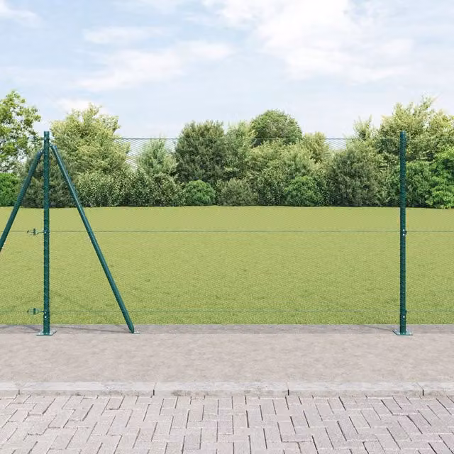 Berkfield Home Green Powder-Coated Steel Hexagon Wire Mesh Fence, H: 120 cm x L: 50 m – 1