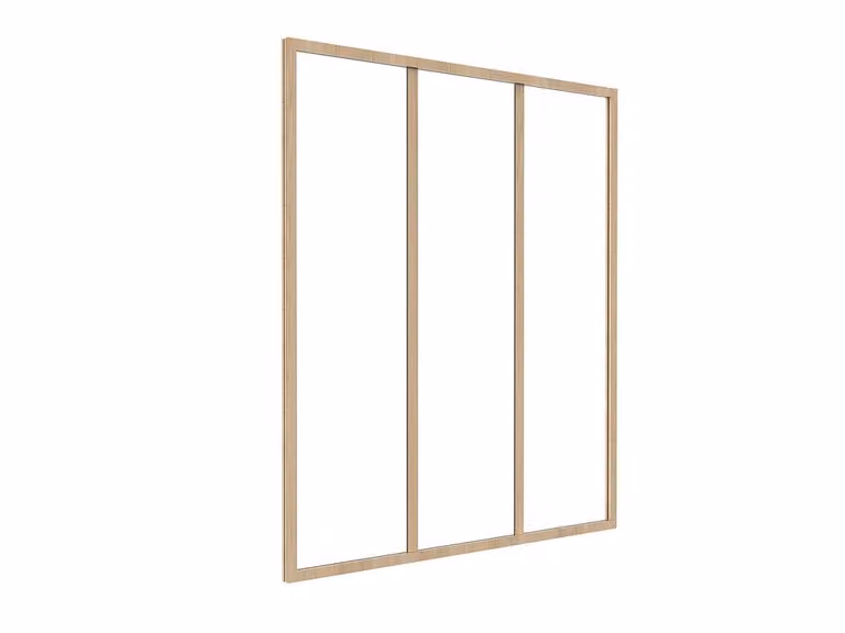 Vente-unique Modern Aluminium and Glass Workshop Wall, Light Natural in Light Oak, W: 90 cm, H: 105 cm