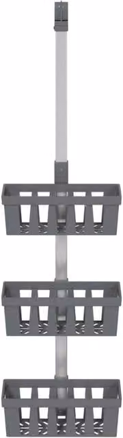 Berkfield Home Adjustable Aluminium Shower Hanger Shelf in Silver, W: 30 cm, D: 15 cm, H: 67-105 cm – 1