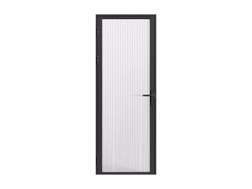 Loxton Reversible Modern Door Unit in Black with Aluminium and Textured Tempered Glass, H: 204 cm x W: 73 cm – 3