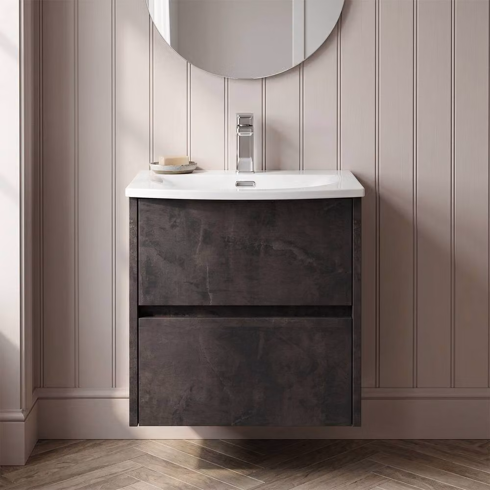 Balterley Chartley Contemporary 2 Drawer Wall Hung Vanity Basin Unit, Grey, Width: 50 cm – 3