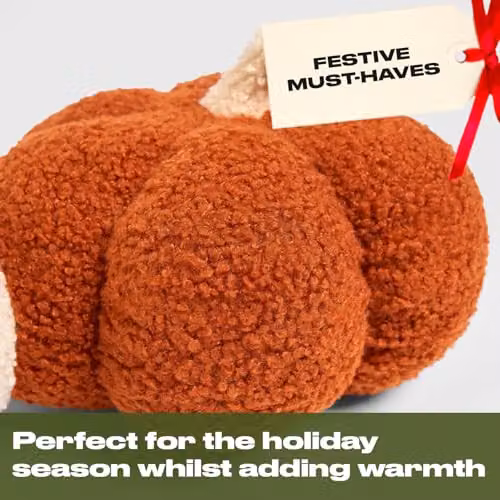 OHS Pumpkin Shaped Boucle Decorative Draught Excluder in Orange and White, W/H: 90 x 20 cm – 2