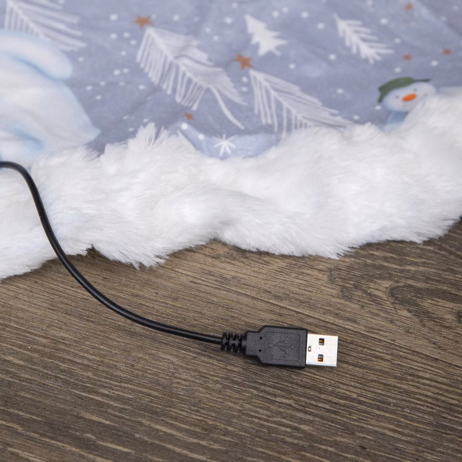 Samuel Alexander The Snowman USB LED Fabric Christmas Tree Skirt in Grey, 90cm – 3
