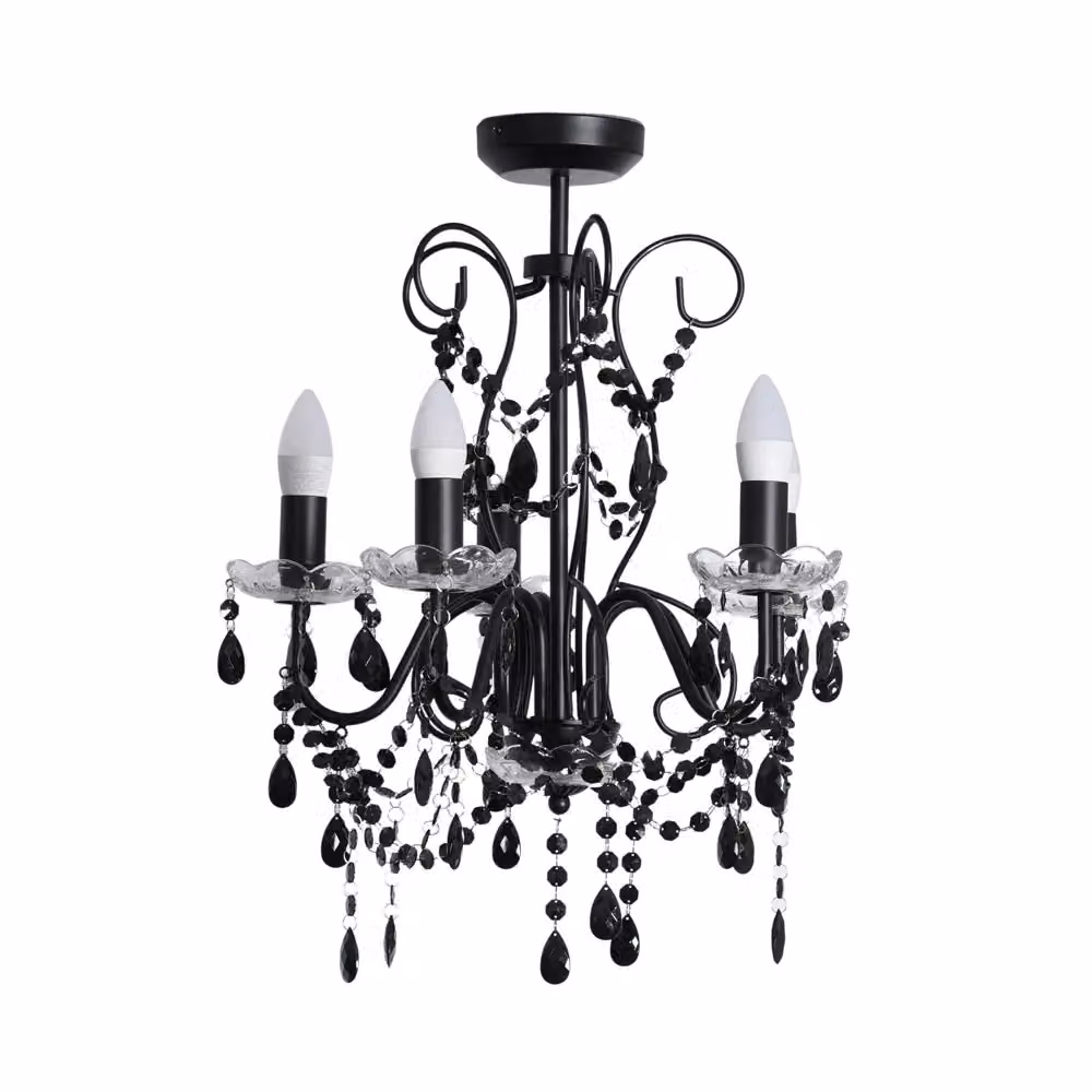 ValueLights Viscount 5 Way Black Jewel Chandelier Modern Metal Ceiling Pendant Light – 2
