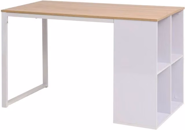 Berkfield Home Writing Desk in Oak and White, W/D/H: 120 x 60 x 75 cm