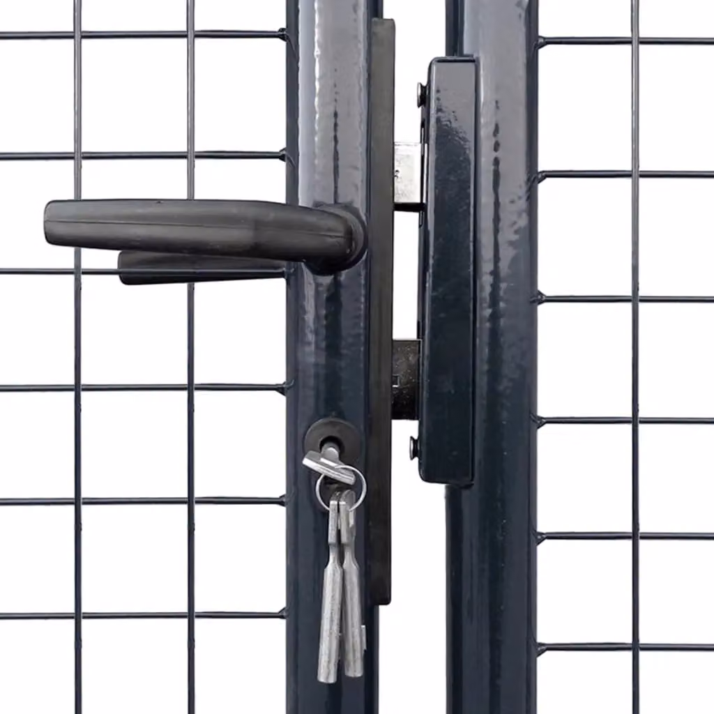 Berkfield Home Grey Galvanised Steel Mesh Swing Garden Gate W: 400 cm, H: 200 cm – 2