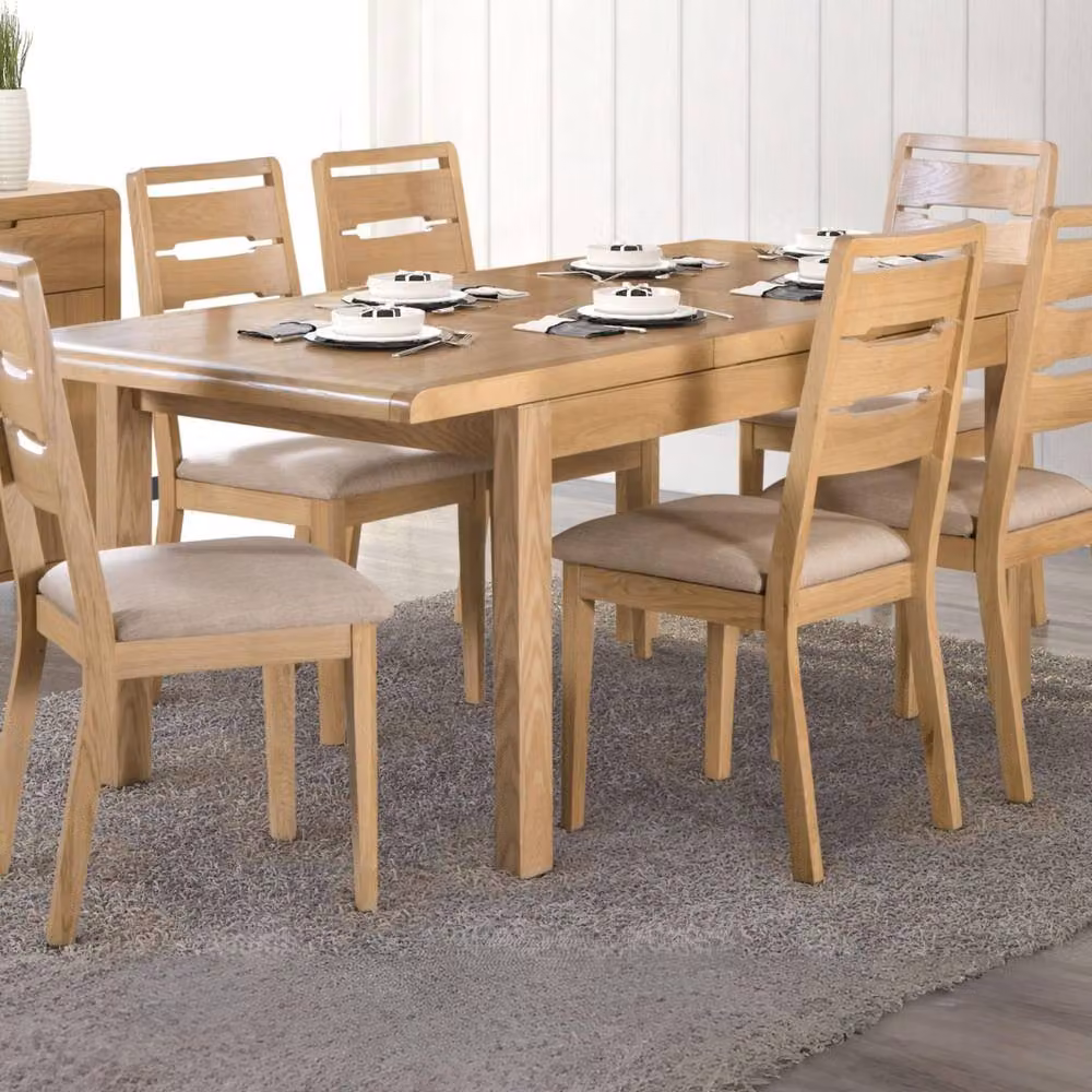 Cheshire Premium Curve Extendable Oak Dining Table in Brown, Width: 90 cm – 2