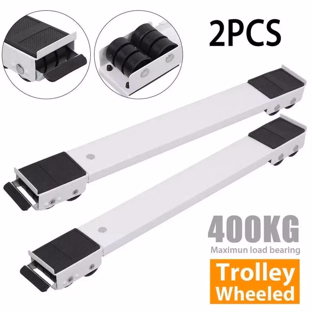 Ventryn 2-Piece Heavy Duty Adjustable Steel Roller Wheel Set for Furniture in Silver – 2