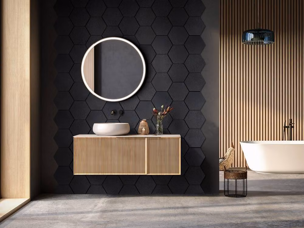 Fuse Acoustic Wooden Hexagon Wall Panel in Black Oak – 3