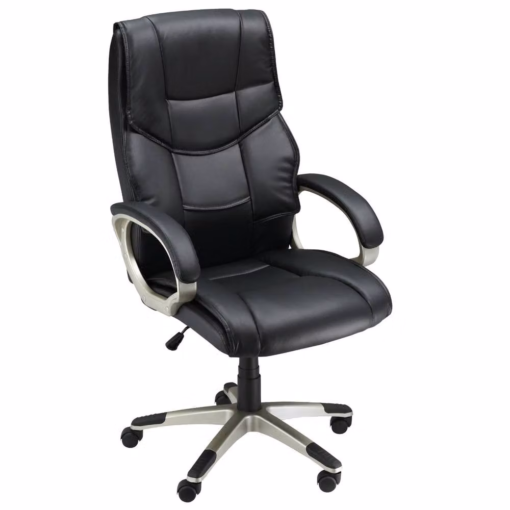 Rolipo Black Faux Leather High Back Executive Office Chair with Rocking Function and Headrest – 2