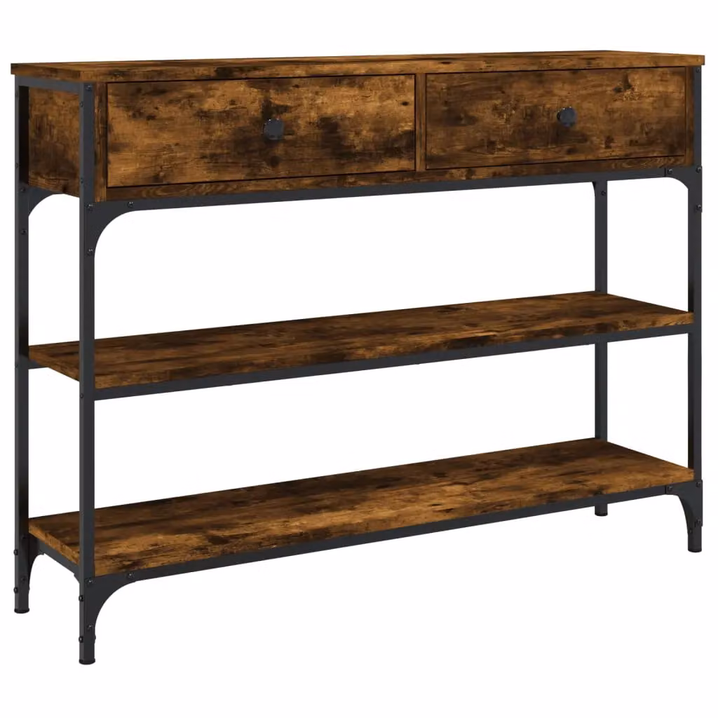 Berkfield Home Smoked Oak Console Table in Brown, W/D/H: 100 x 25 x 75 cm – 2