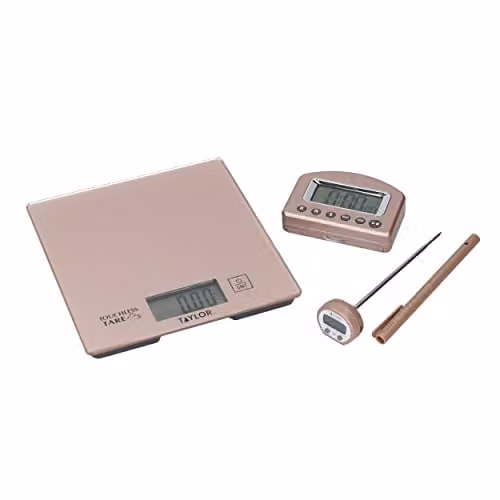Taylor 3-Piece Gold Kitchen Measuring Set with Digital Display and Tare Function – 1