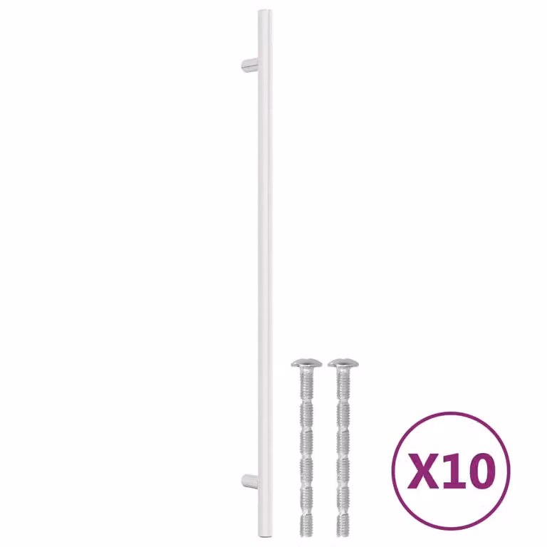Berkfield Home 10 pack of silver brushed stainless steel bar cabinet handles, Length: 32 cm