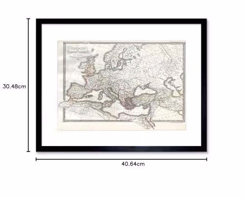 Wee Blue Coo 1850 Roman Empire East West Ancient Rome Framed Map Art Print in Multicolour Canvas – 3