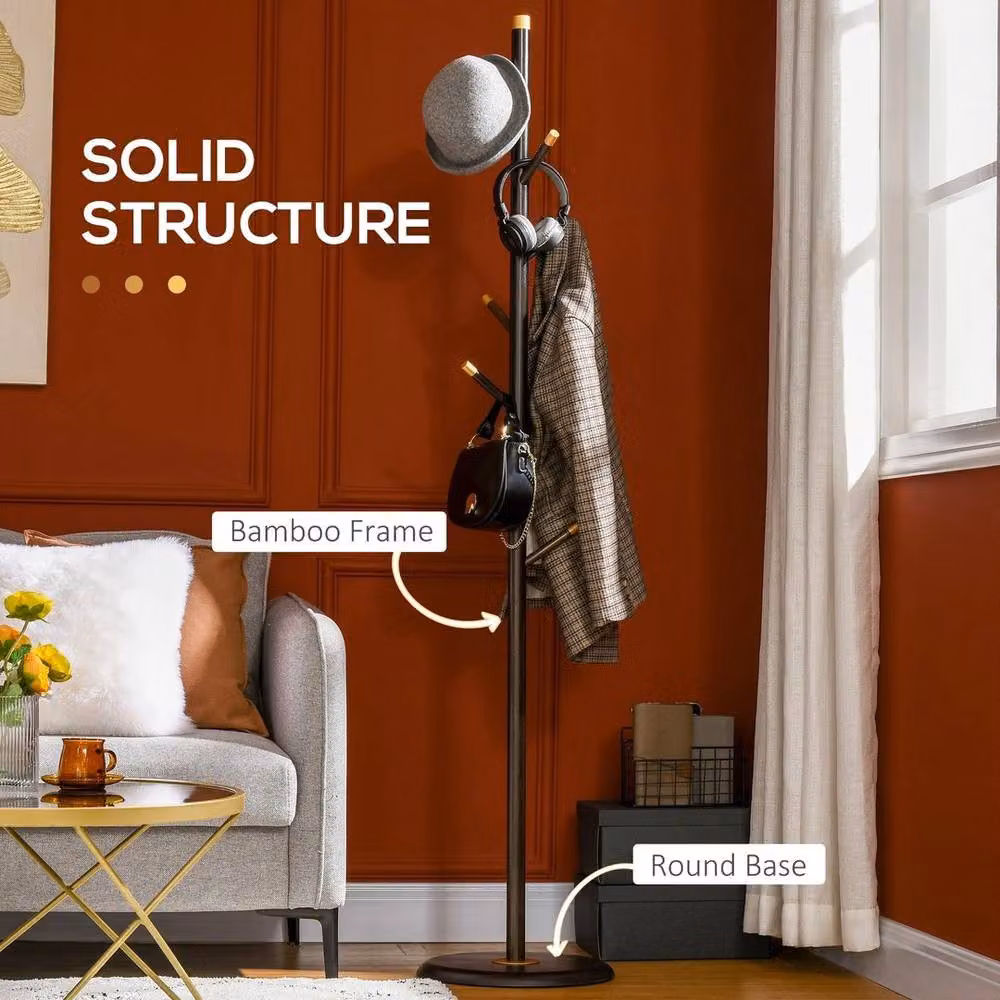 KORVIXA Modern Hall Tree with Bench and Coat Rack in Black and Gold – 3