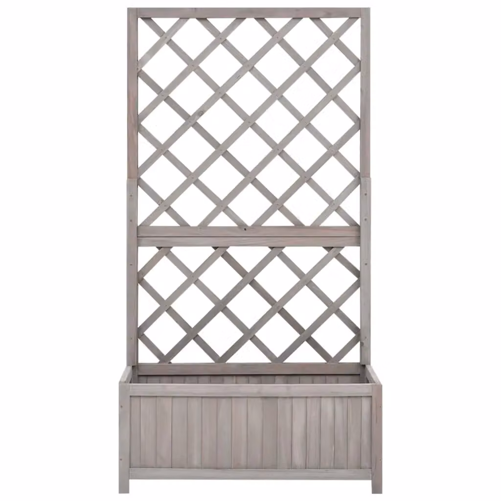 Berkfield Home Grey Garden Trellis Planter in Solid Firwood, W/D/H: 70 x 30 x 135 cm – 2