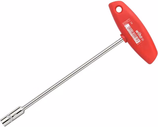 Wiha Hex Nut Driver with T-handle, Red and Multicolour, Chrome-Vanadium Steel