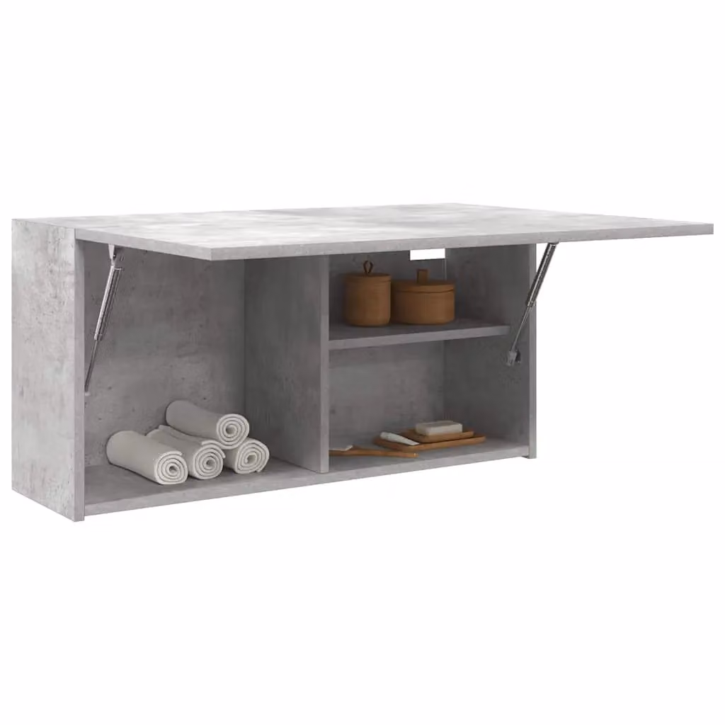 Berkfield Home Wall Mounted Bathroom Cabinet in Concrete Grey, W: 80 cm, D: 25 cm, H: 40 cm – 2