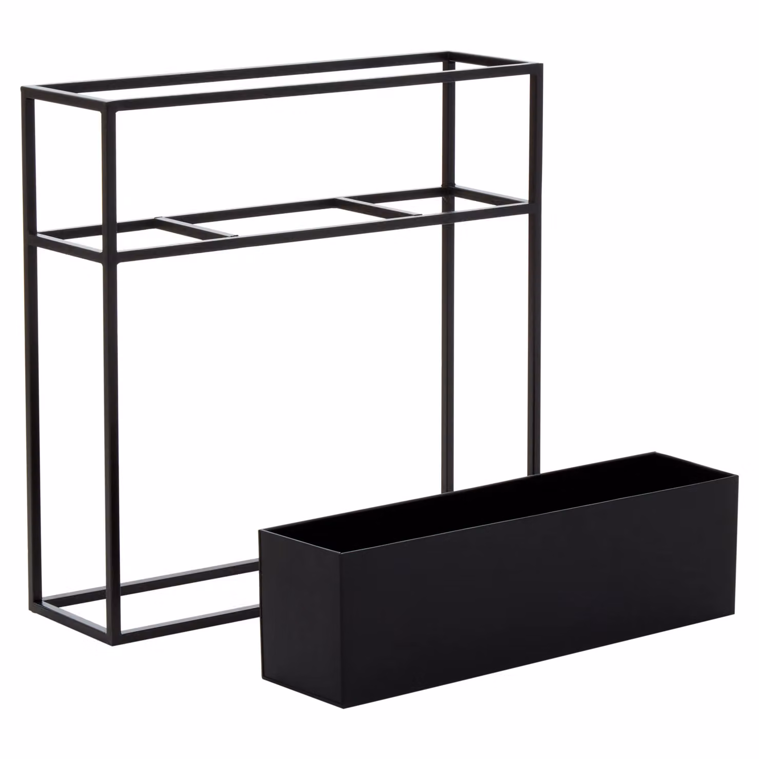 Orsina Black Steel Floor Standing Plant Box, W: 61 cm, D: 18 cm, H: 61 cm – 3