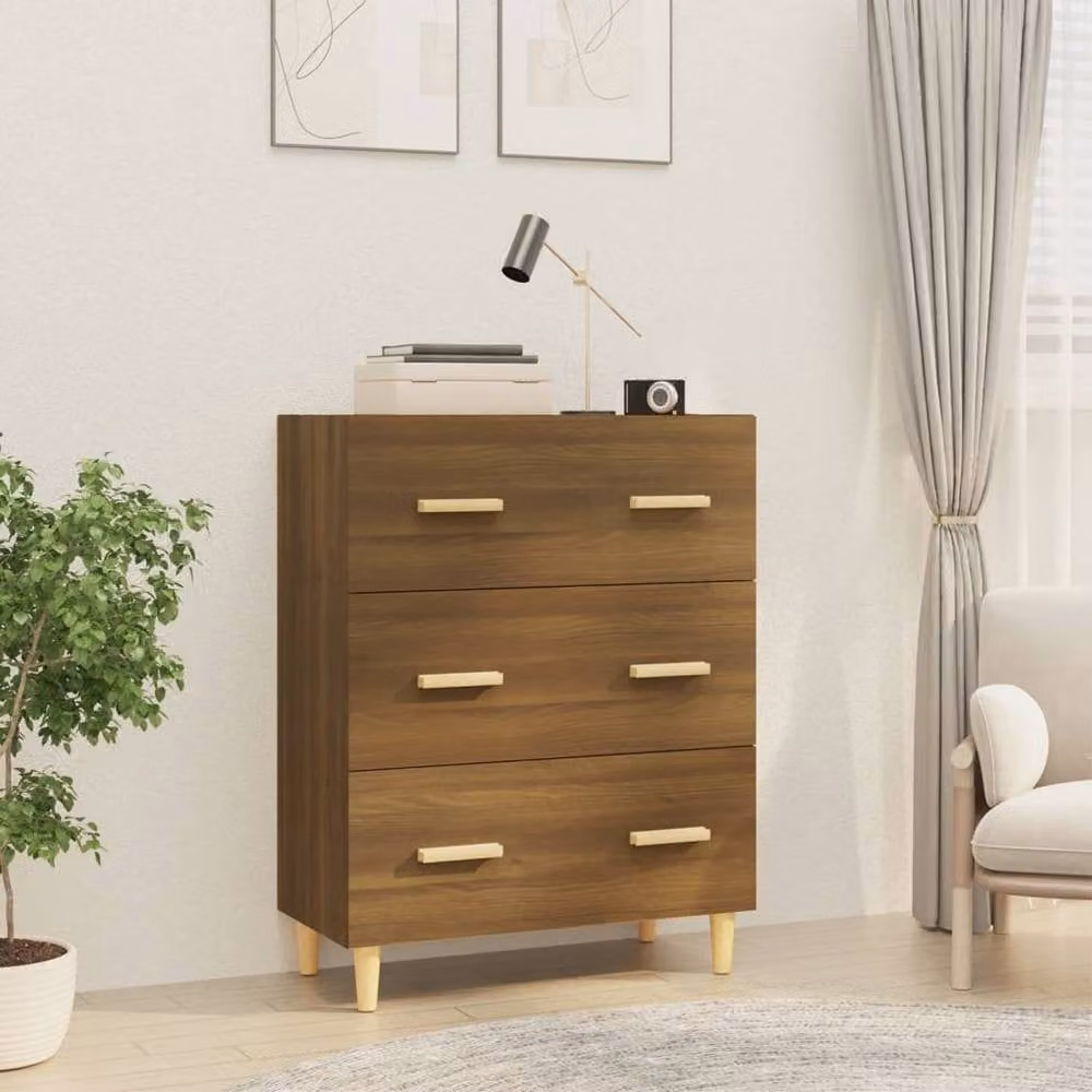 Berkfield Home Mid Century Sideboard in Brown Oak, W/D/H: 70 x 34 x 90 cm – 1