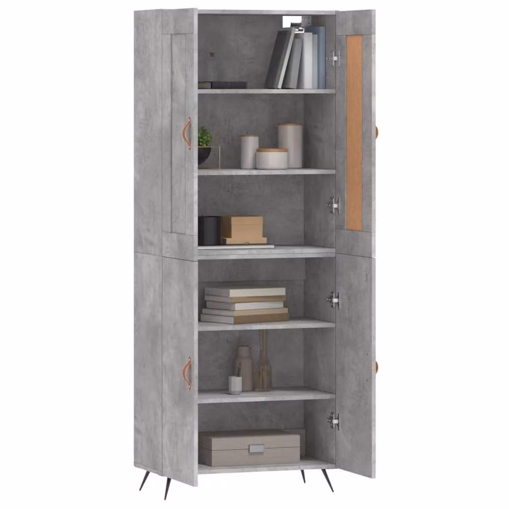 Berkfield Home Highboard in Concrete Grey, W/D/H: 69.5 x 34 x 180 cm – 2