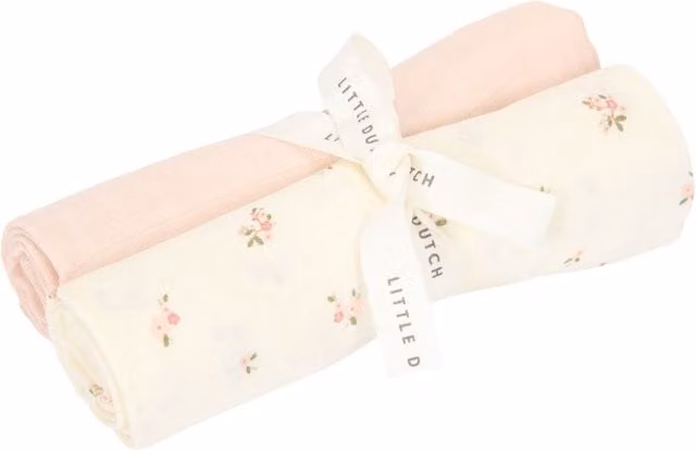 Little Dutch Organic Cotton Muslin Squares 2 Pack in Pink and Multicolour
