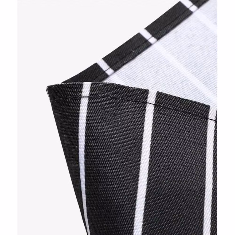 FLAVORA Unisex Black and White Striped Polyester Chef Apron, W: 100 cm, H: 15 cm – 3