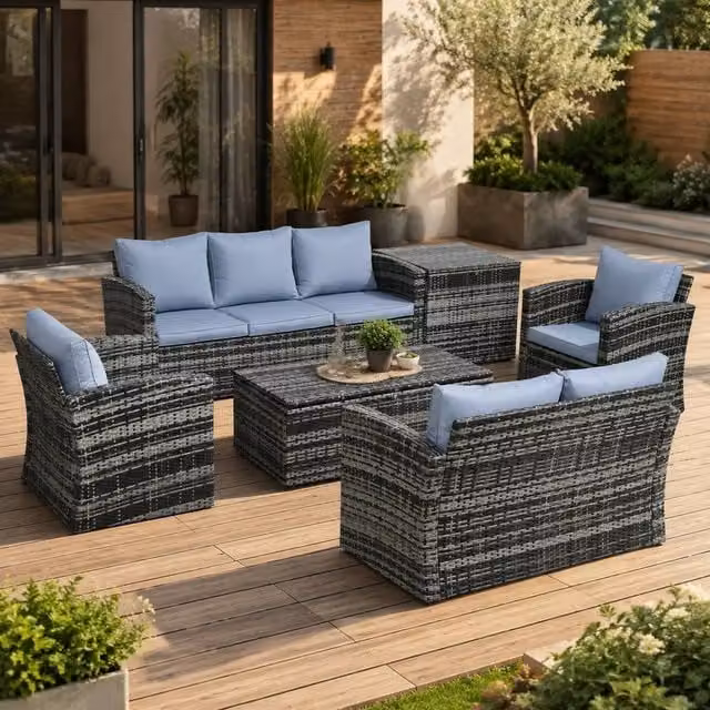 STILVORA Modern 7-Seater Sofa with Storage in Grey
